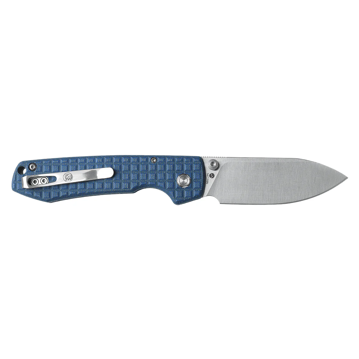 WMK EXCLUSIVE VOSTEED RACCOON BUTTON LOCK FOLDING KNIFE BLUE MICARTA FRAG PATTERN HANDLE 14C28N PLAIN EDGE RC3SVM17 - Image 3